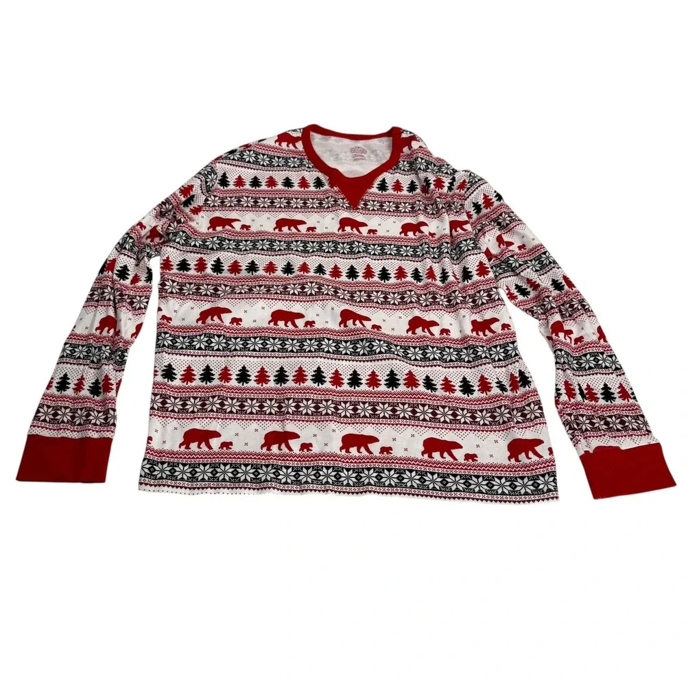 Wondershop Men's Pajama Set XL Bears Snowflakes Trees Christmas White Red Black